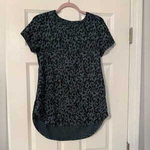 Apt. 9 | Teal and Black Animal Print Short Sleeve Top | Size M